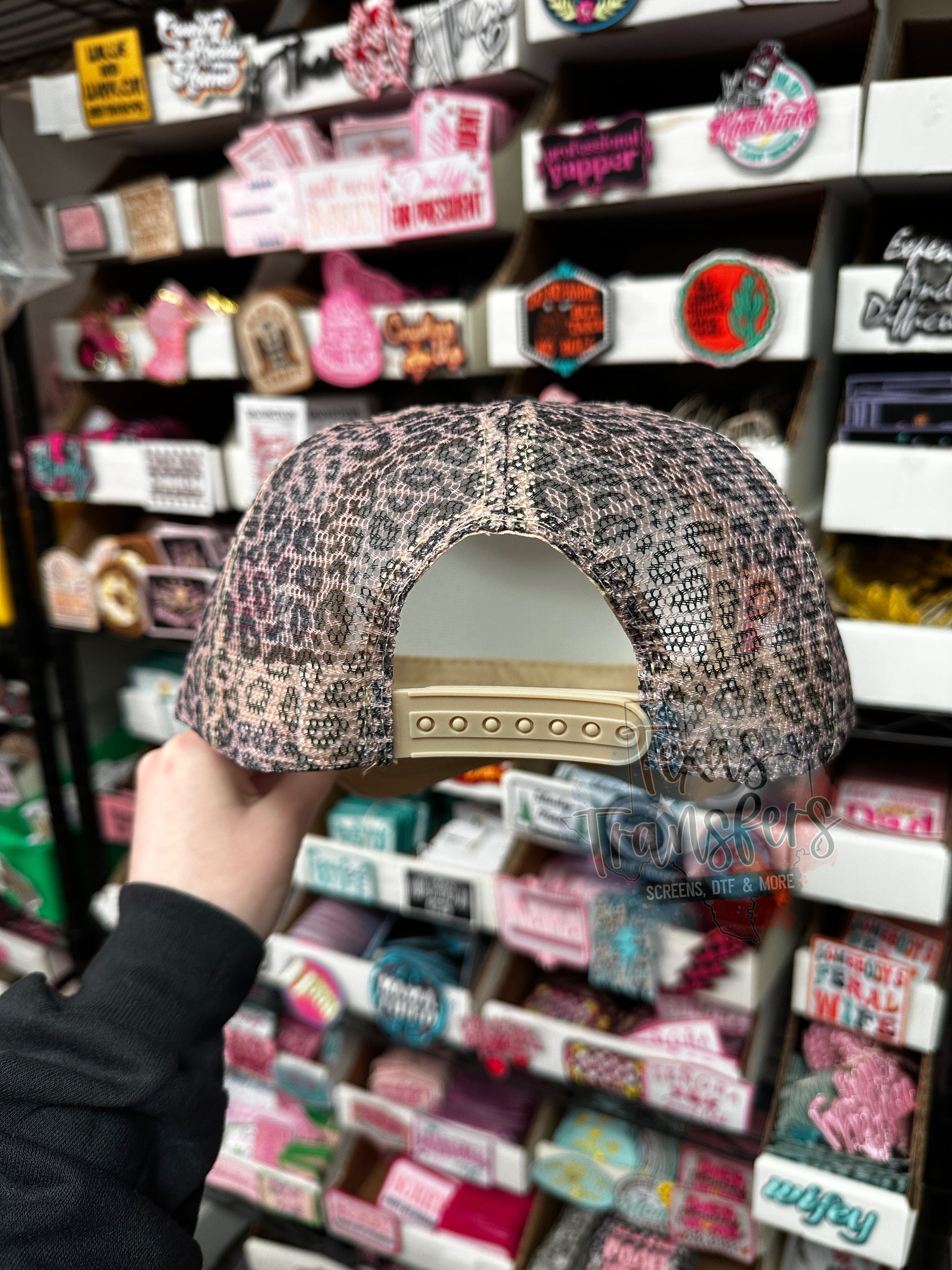 Tan Leopard Trucker Hat - Texas Transfers and Designs
