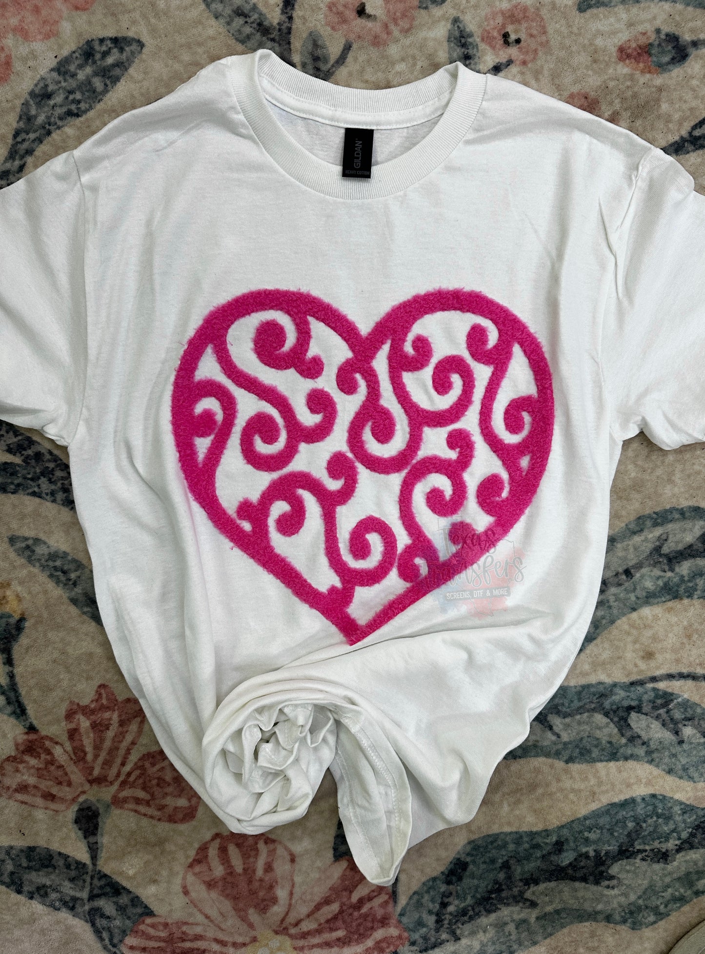 Swirl Heart Fluffy Fuzzy XL Iron-On Patch