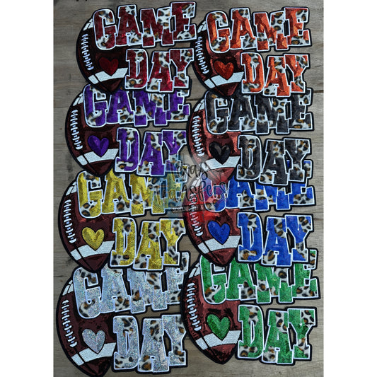 Game Day Football Sequin XL Patches (Multiple Options) - Texas Transfers and Designs