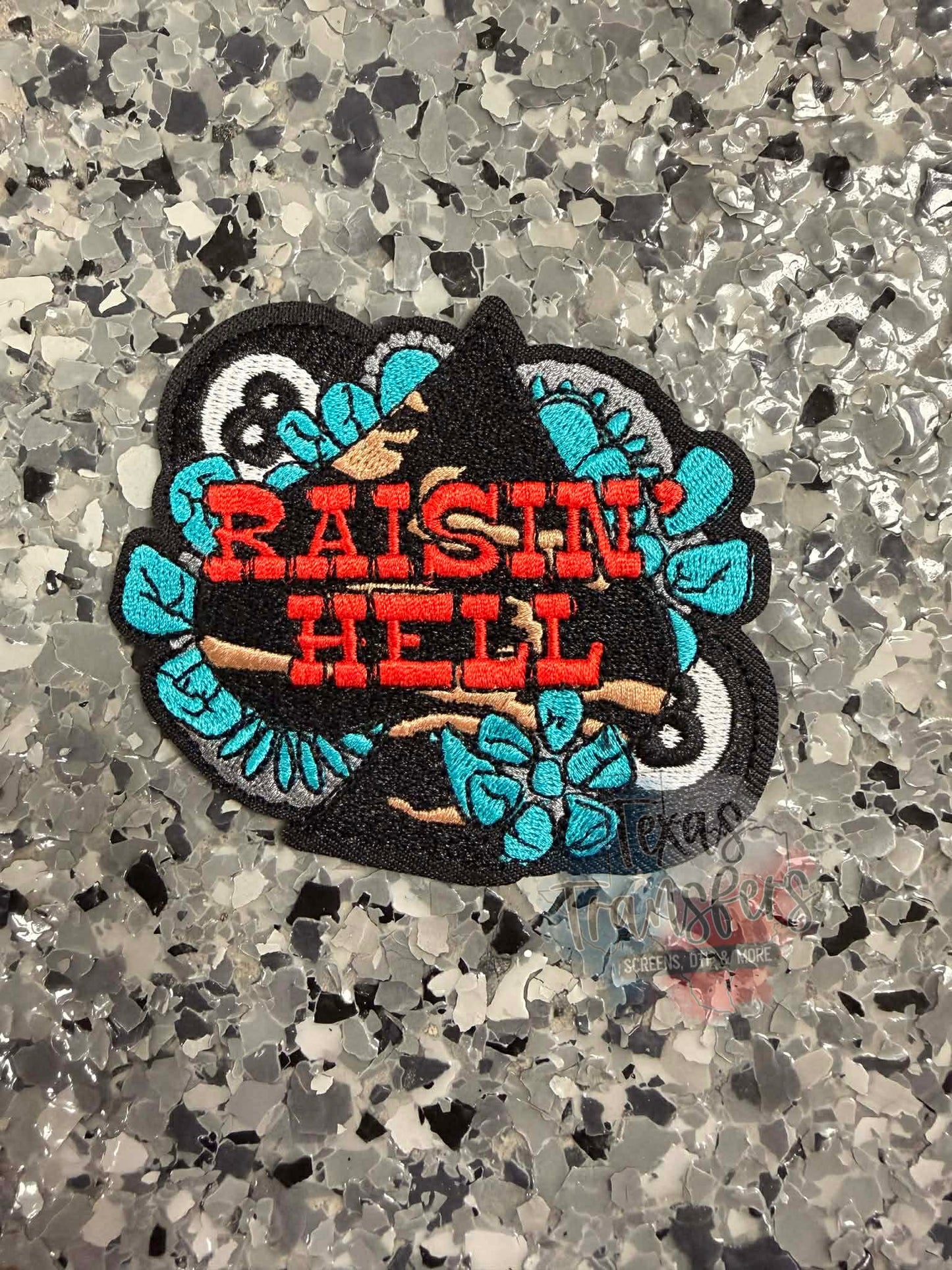 Raisin’ Hell Spade Iron-On Patch - Texas Transfers and Designs
