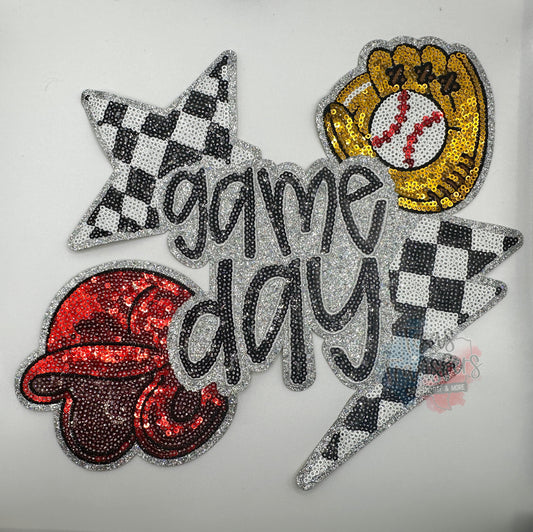 Game Day Sports Sequin/Glitter XL Patches (Multiple Options) - Texas Transfers and Designs