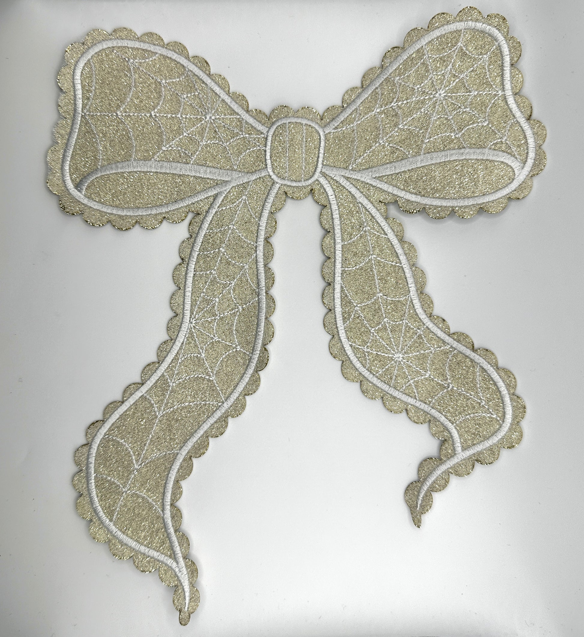 Spider Web Glitter Bow XL Iron-On PATCH - Texas Transfers and Designs