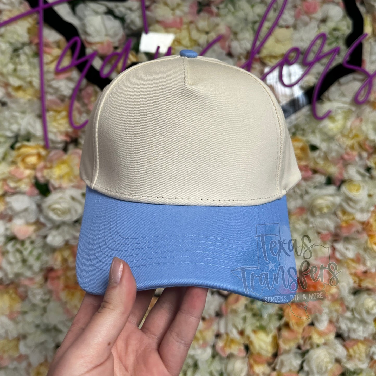 Light Blue Canvas Brim Blank Hat - Texas Transfers and Designs