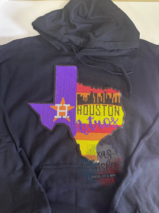 Astros Texas PURPLE XL Iron-On Patch *DISCONTINUED* - Texas Transfers and Designs