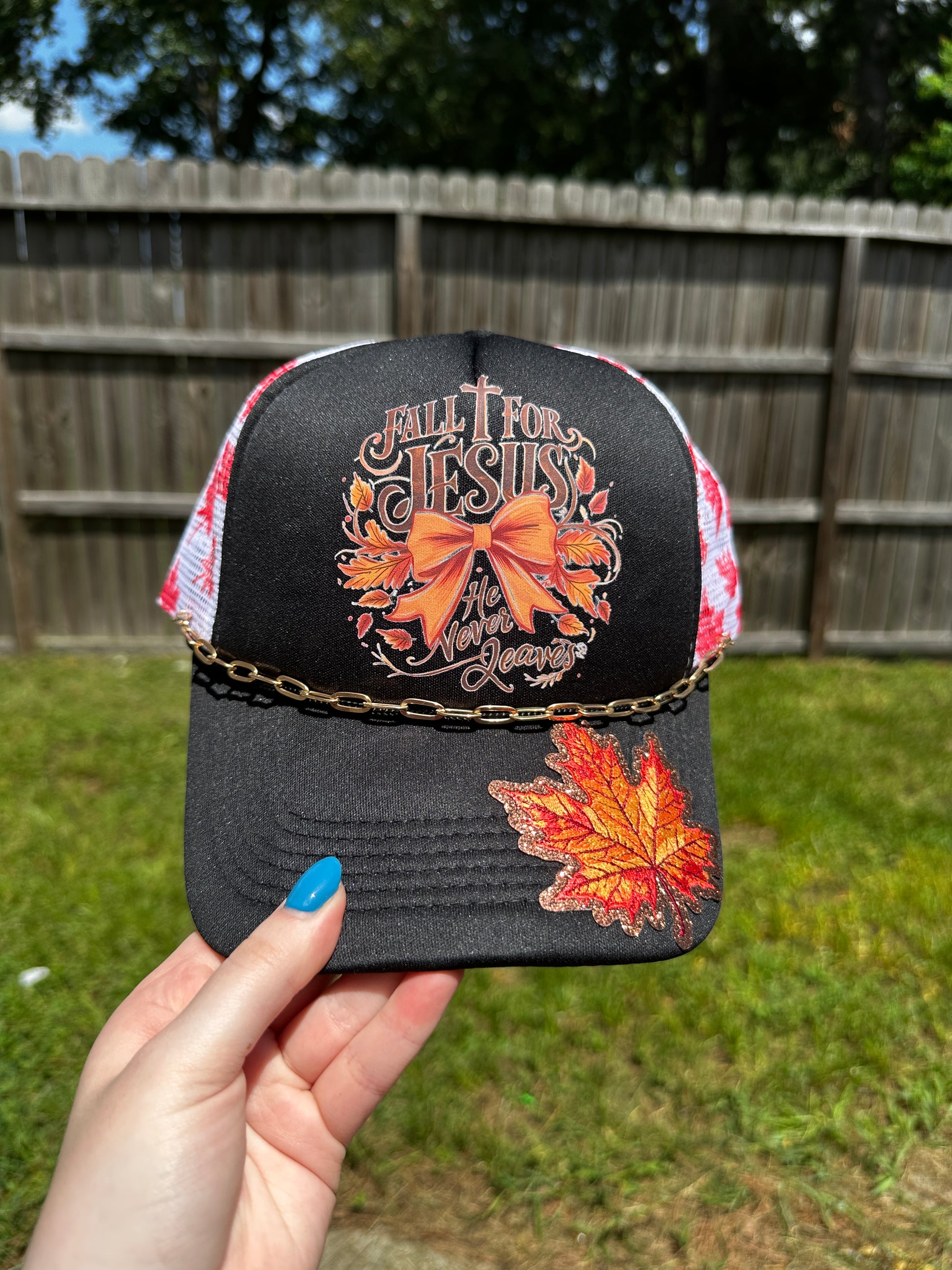 Fall Leaves Trucker Hat - Texas Transfers and Designs