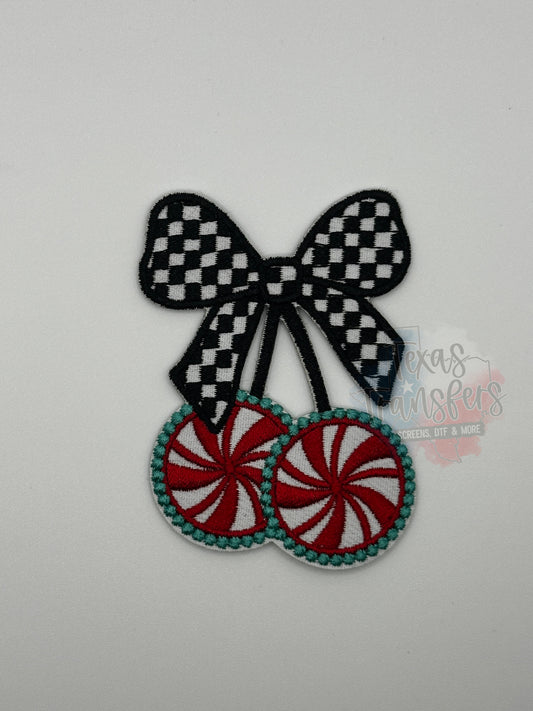 Peppermint Cherries Iron-On PATCH - Texas Transfers and Designs