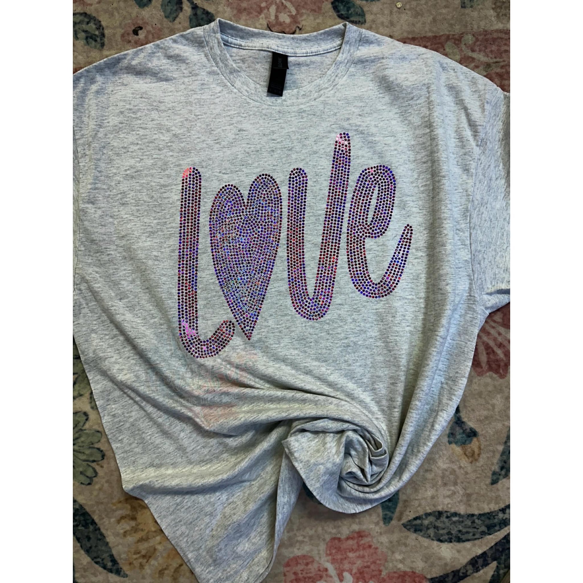 Love Oversized Spangle Transfer - Texas Transfers and Designs