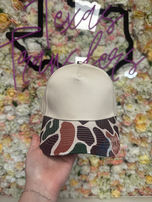 Duck Camo Brim Canvas Blank Hat - Texas Transfers and Designs