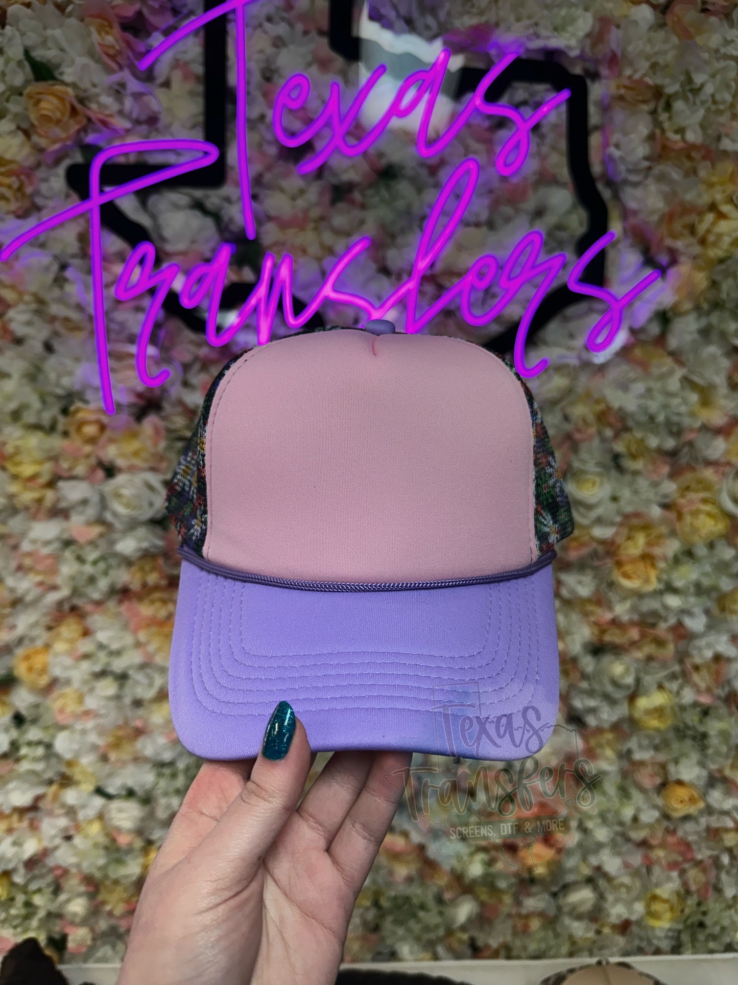 Pink/Purple Floral Trucker Hat