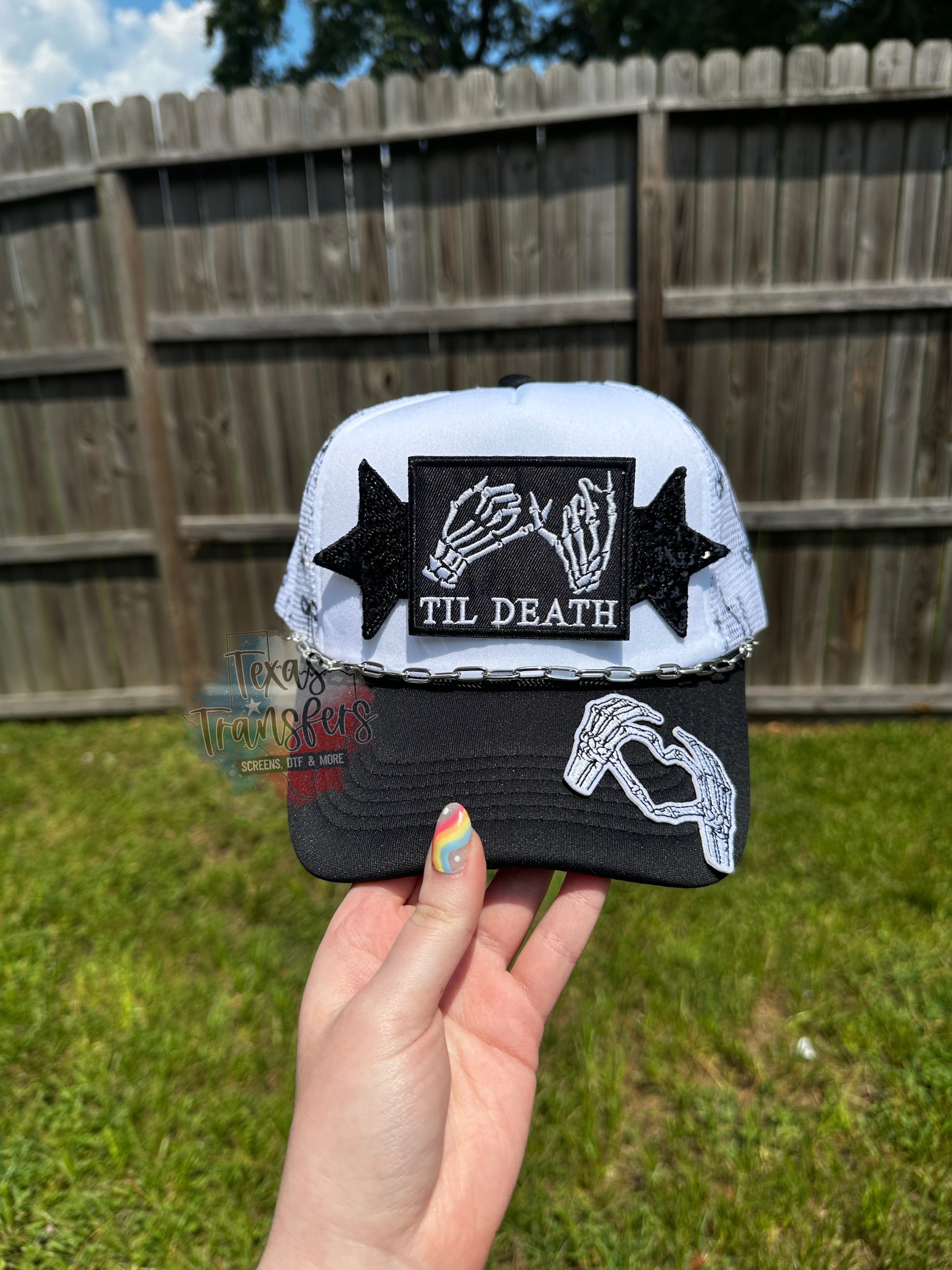 Skeleton Til Death Iron-On PATCH - Texas Transfers and Designs