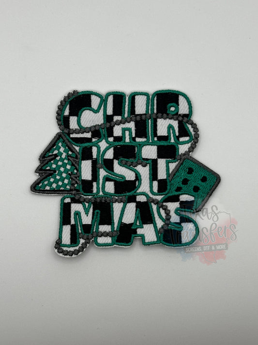 Christmas Checker Iron-On PATCH *DISCONTINUED* - Texas Transfers and Designs