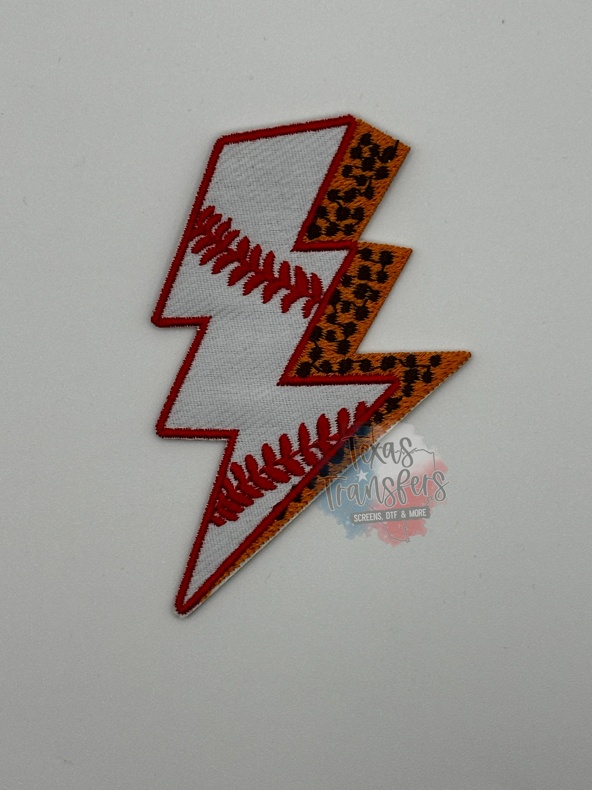 Baseball Lightning Iron-On PATCH - Texas Transfers and Designs