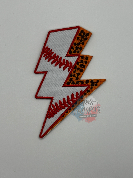 Baseball Lightning Iron-On PATCH - Texas Transfers and Designs