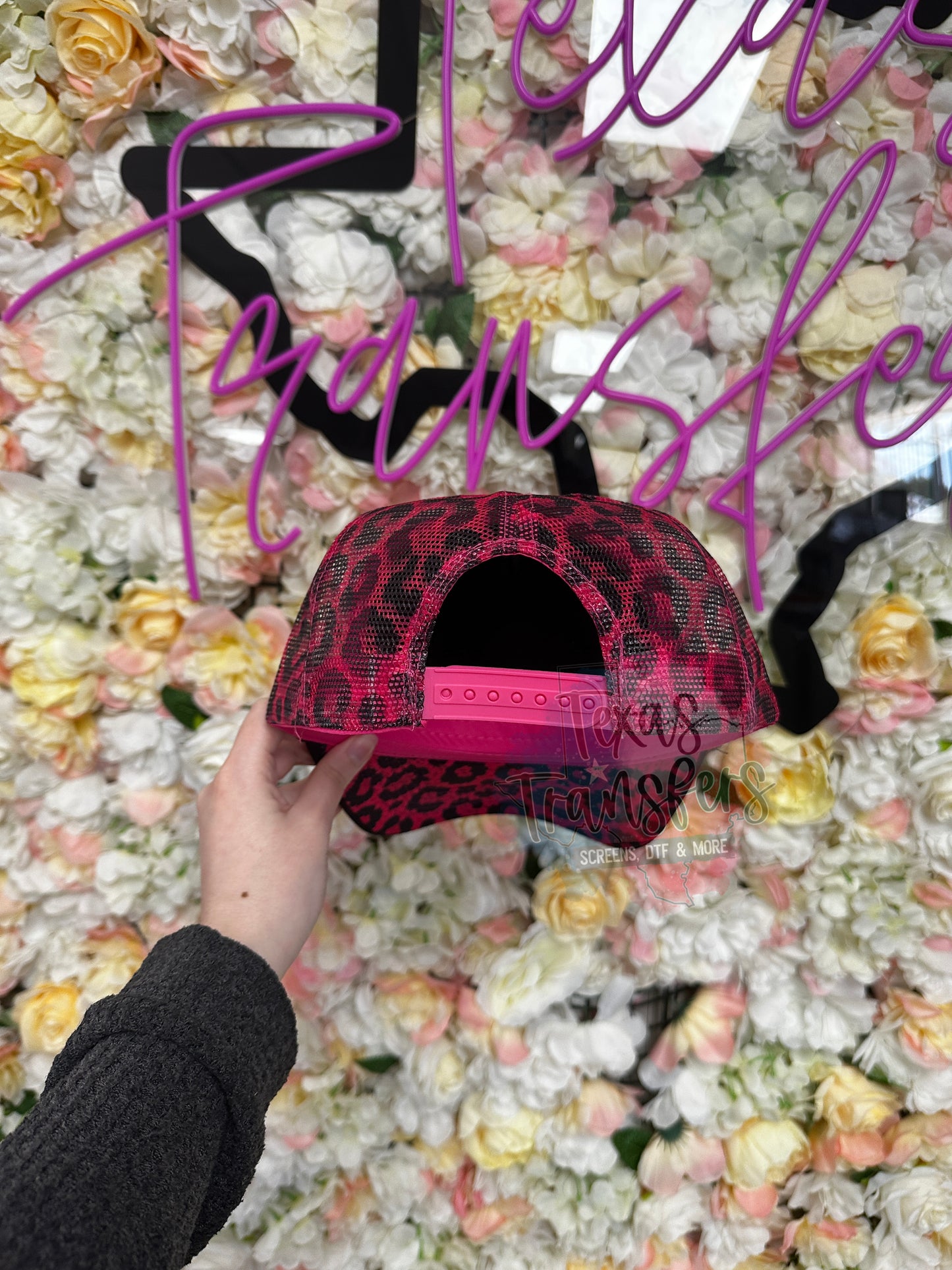 Black Front/ Hot Pink Leopard Mesh Trucker Hat