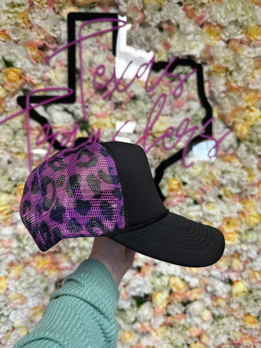 Purple Leopard Mesh/Under Brim Trucker Hat