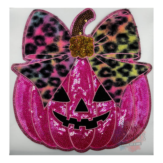 Colorful Leopard Pumpkin XL Iron-On PATCH