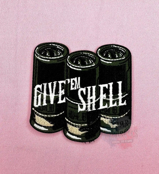 Give Em’ Shell Iron-On Patch - Texas Transfers and Designs