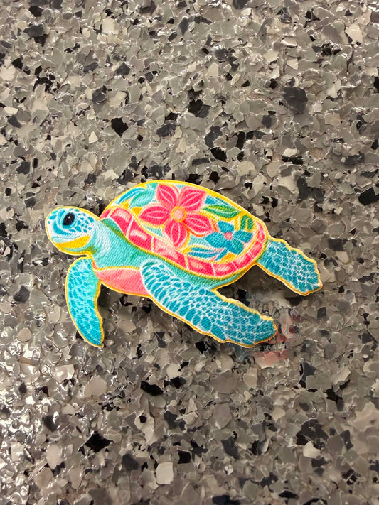 Floral Turtle Iron-On PATCH