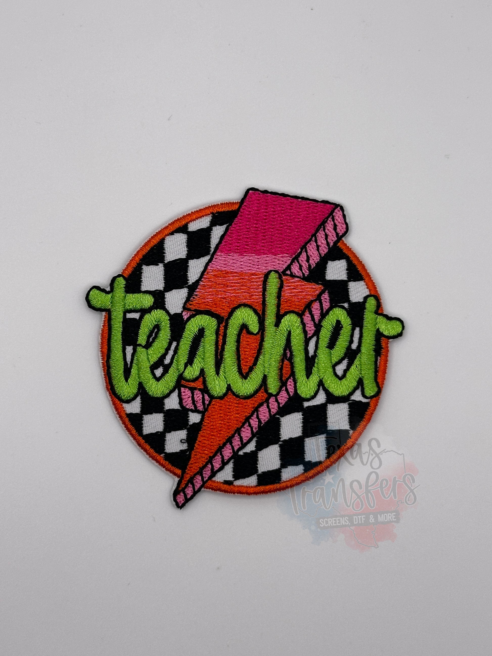 Teacher Lightning Iron-On Patch (Multiple Options) - Texas Transfers and Designs