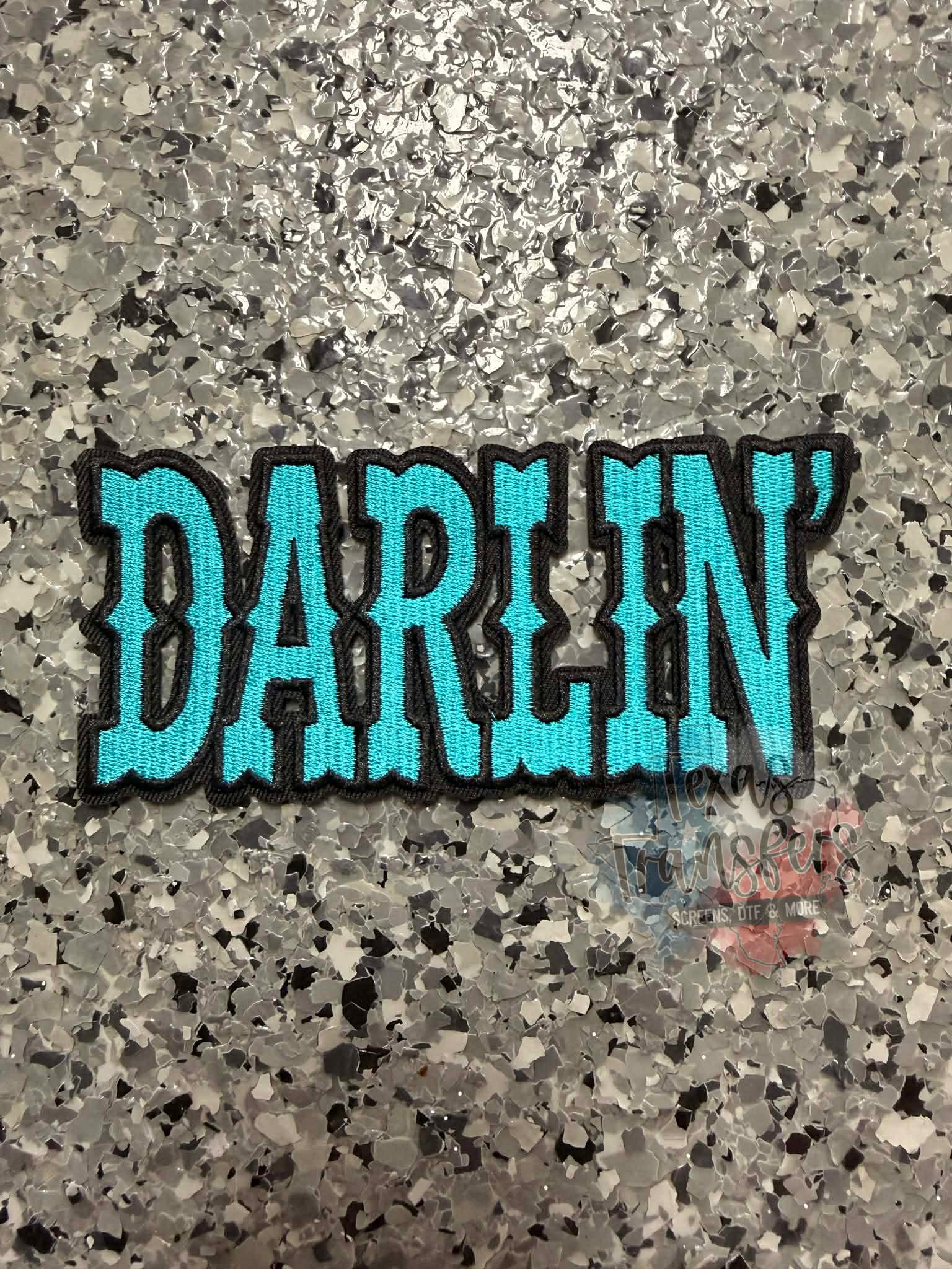 Darlin’ Turquoise Iron-On Patch - Texas Transfers and Designs