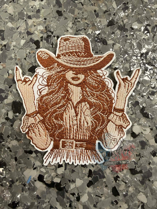 Rockstar Cowgirl Iron-On Patch - Texas Transfers and Designs