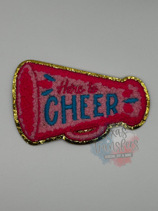 Here To Cheer Megaphone Iron-On Patch *DISCONTINUED* - Texas Transfers and Designs