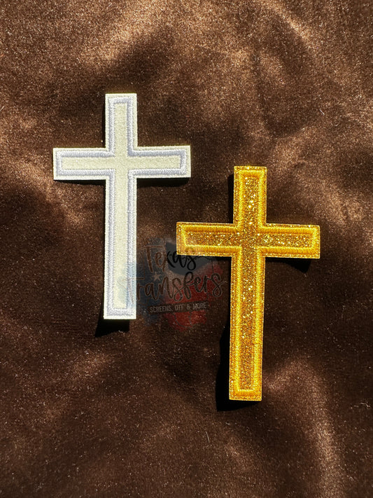 Glitter Cross Iron-On PATCH (Multiple Options) - Texas Transfers and Designs