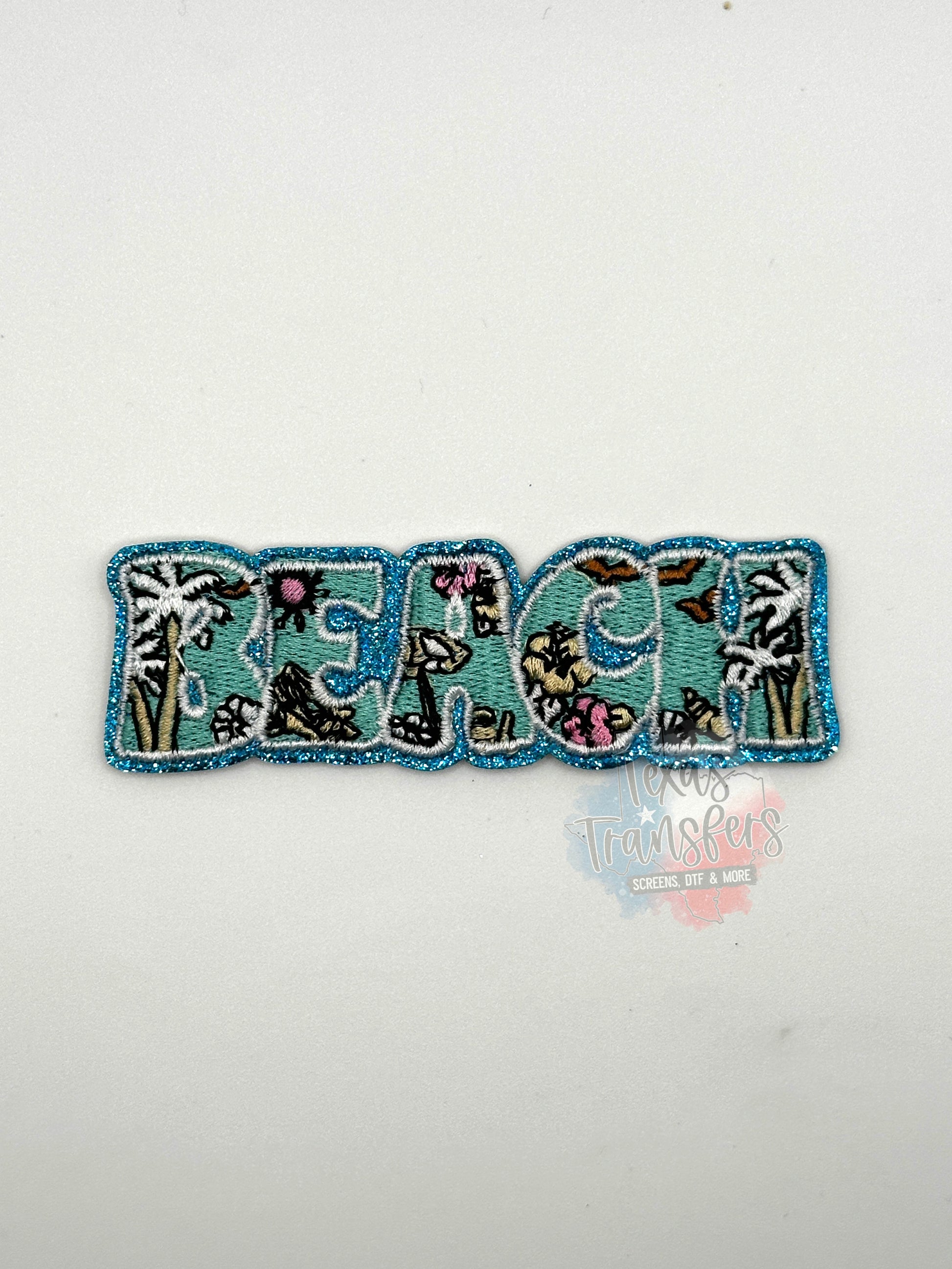 Beach Glitter Iron-On PATCH - Texas Transfers and Designs