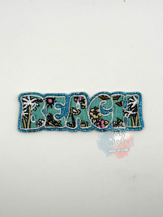 Beach Glitter Iron-On PATCH - Texas Transfers and Designs