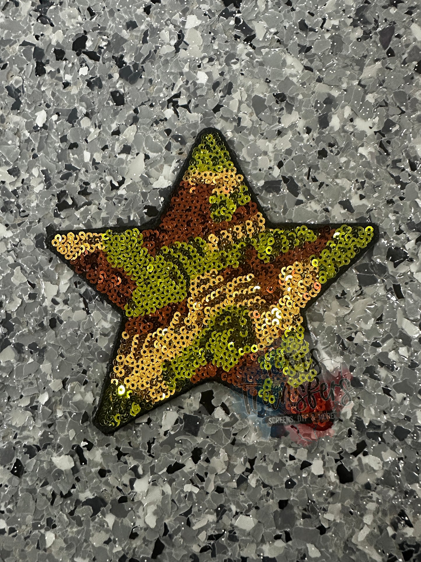 5" Patterned Sequin Stars (Embroidered Outline) Iron On Patches