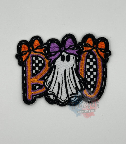 Boo Ghost Bow Iron-On PATCH - Texas Transfers and Designs