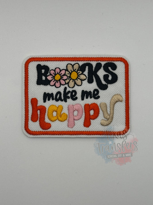 Books Make Me Happy Iron-On PATCH - Texas Transfers and Designs