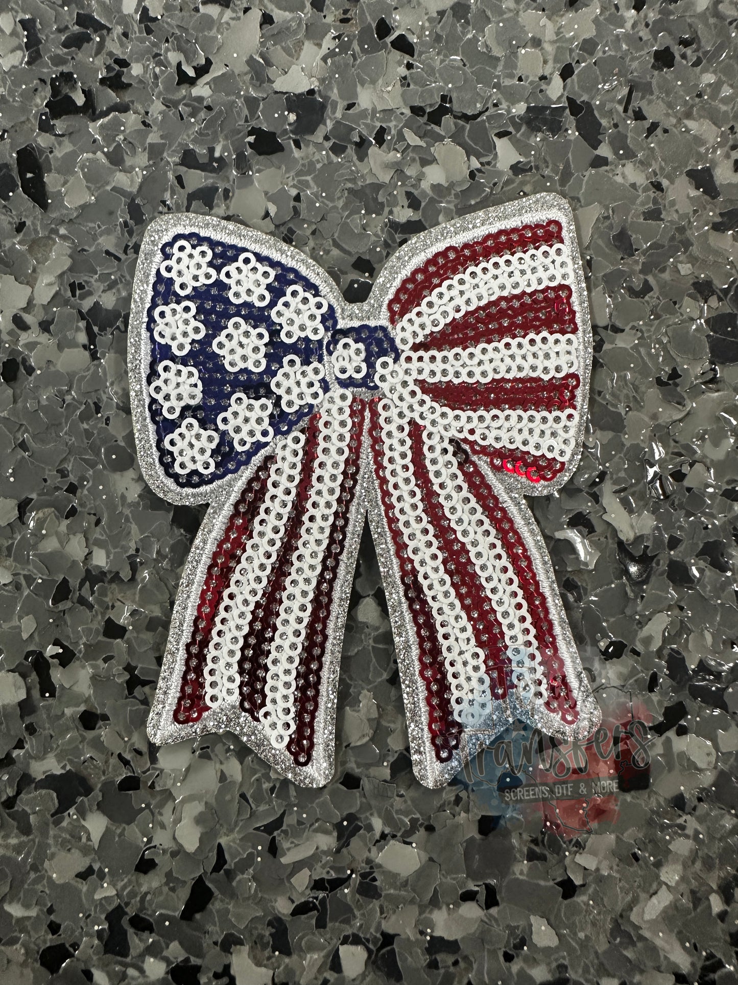 Sequin Flag Bow Iron-On PATCH