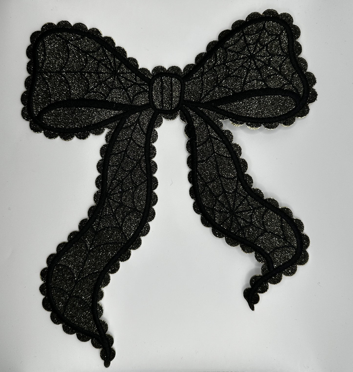 Spider Web Glitter Bow XL Iron-On PATCH - Texas Transfers and Designs