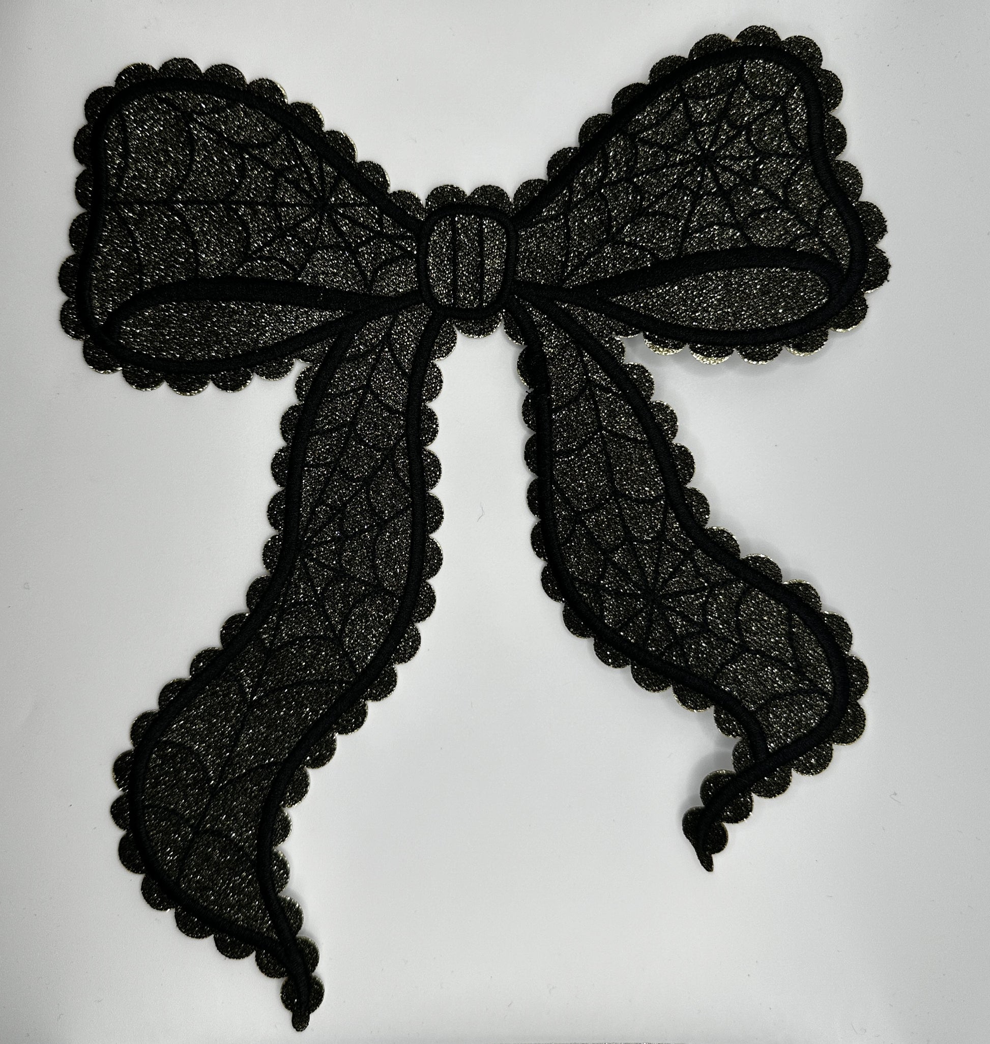 Spider Web Glitter Bow XL Iron-On PATCH - Texas Transfers and Designs