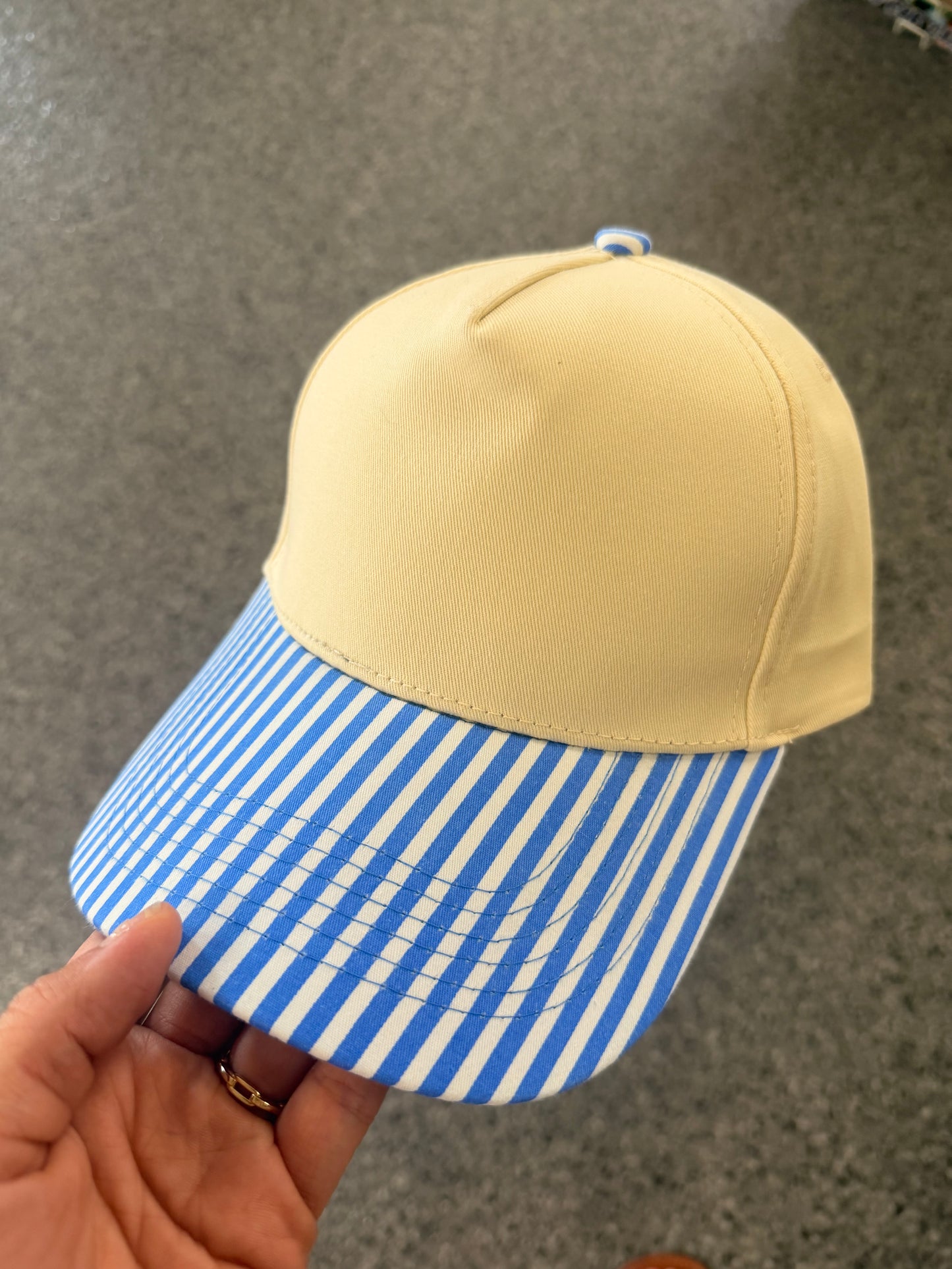 Canvas Hat with Mini-Striped Brim (Multiple Options)