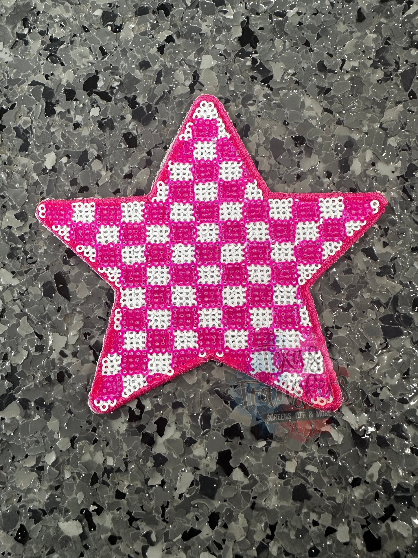 5" Patterned Sequin Stars (Embroidered Outline) Iron On Patches