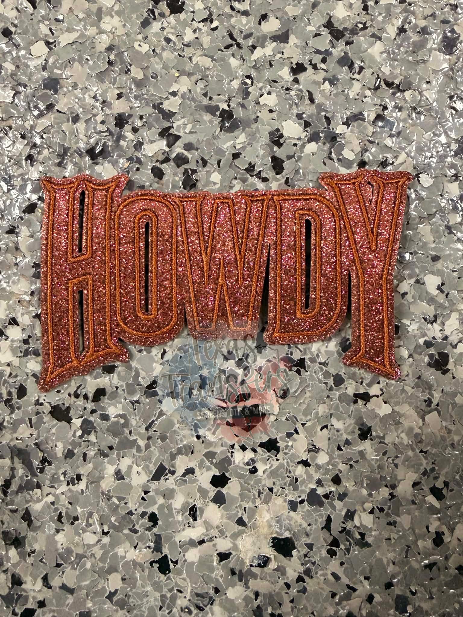 Howdy Brown Glitter Iron-On Patch - Texas Transfers and Designs