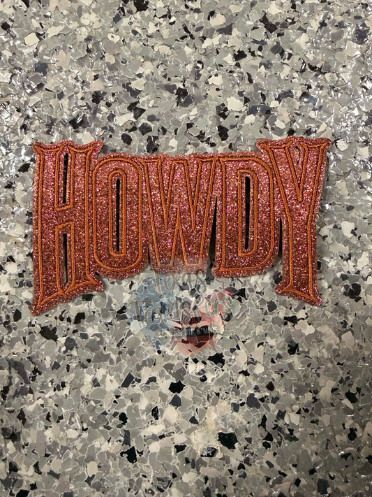 Howdy Brown Glitter Iron-On Patch - Texas Transfers and Designs