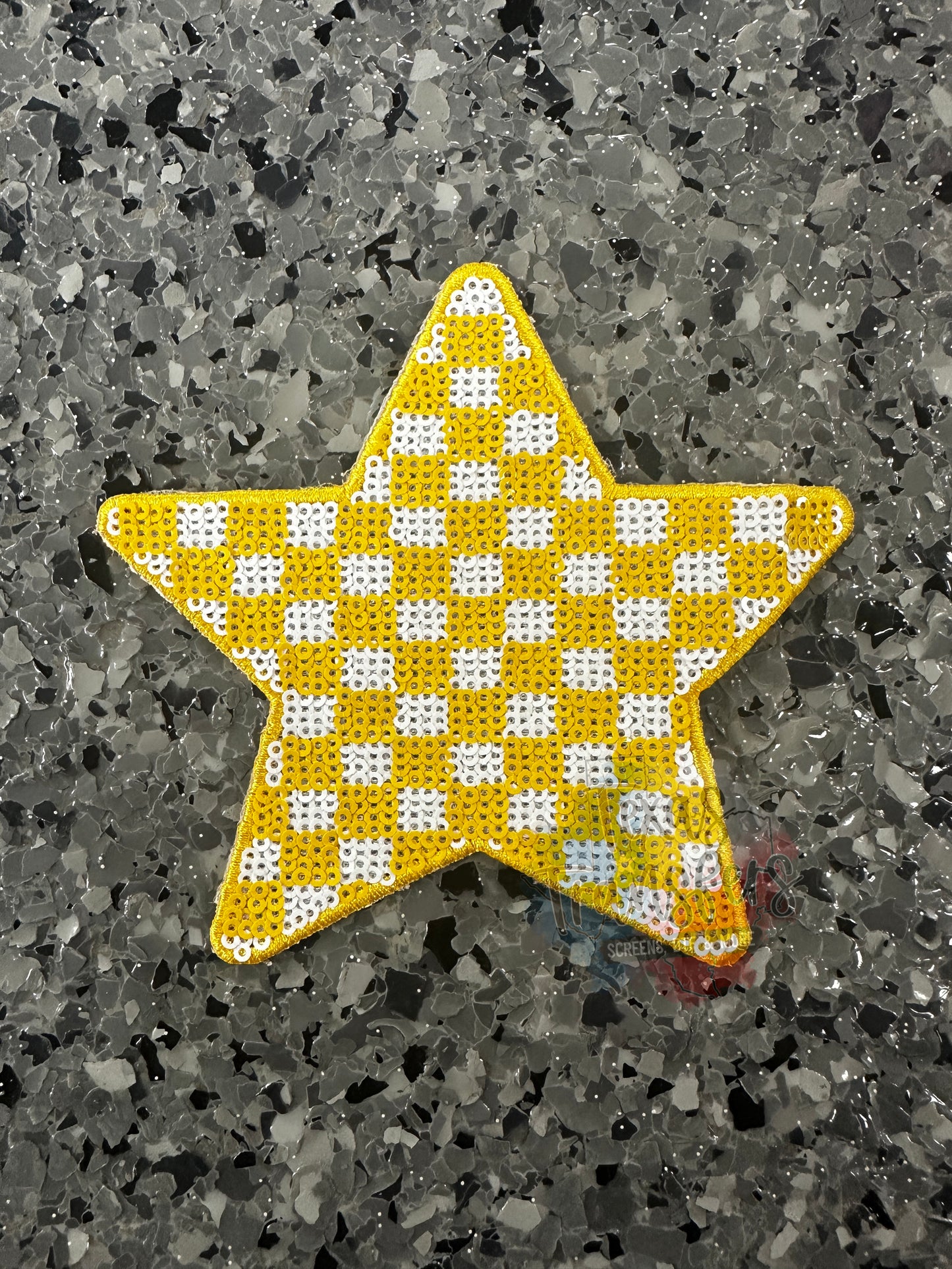 5" Patterned Sequin Stars (Embroidered Outline) Iron On Patches