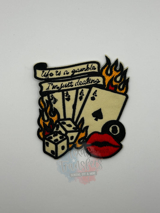 Life is a Gamble Cards Iron-On PATCH *DISCONTINUED* - Texas Transfers and Designs