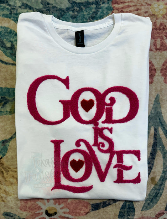 God is Love Fluffy Fuzzy XL Iron-On Patch