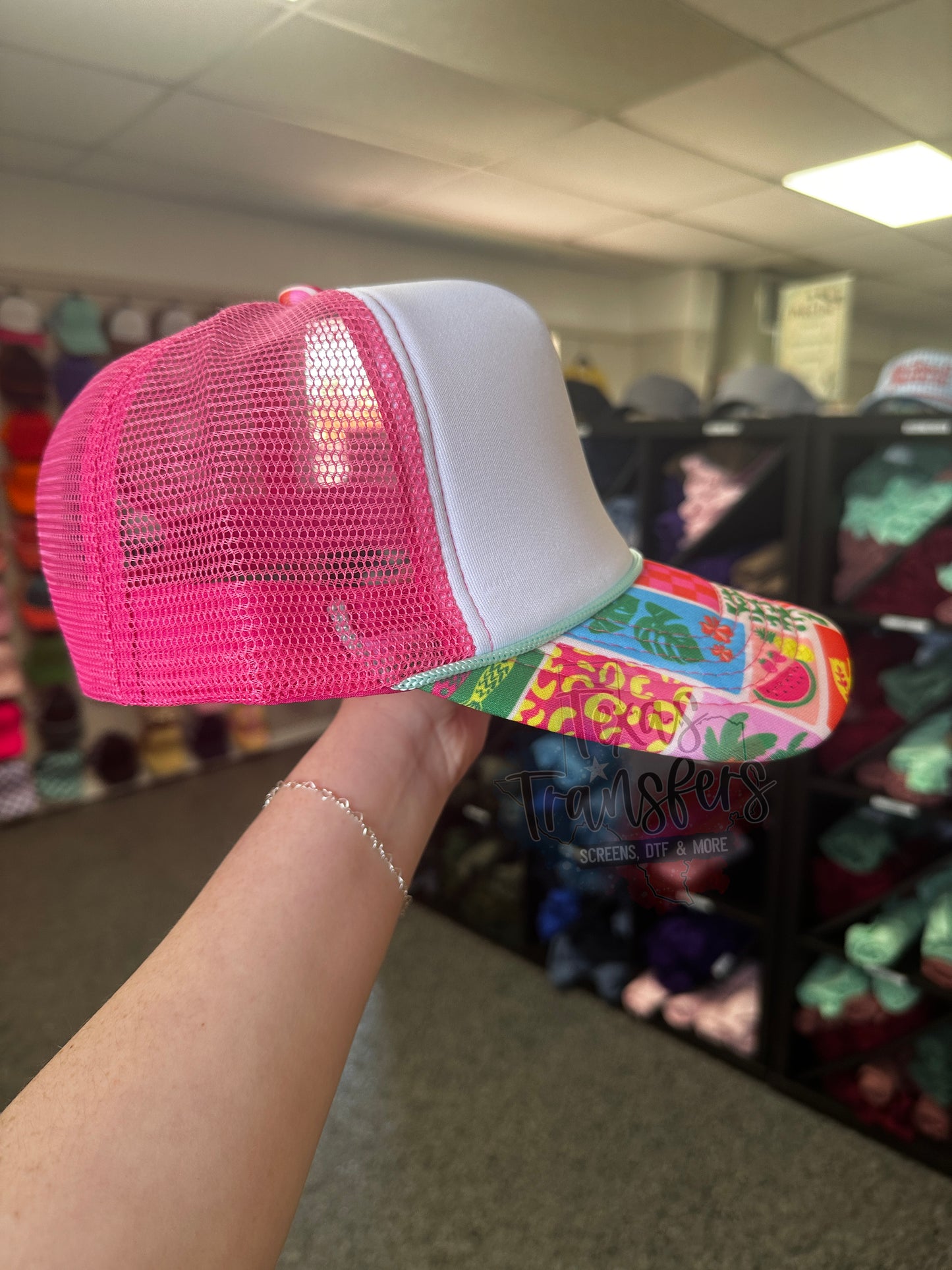 Tropical Collage Brim Trucker Hat - Texas Transfers and Designs