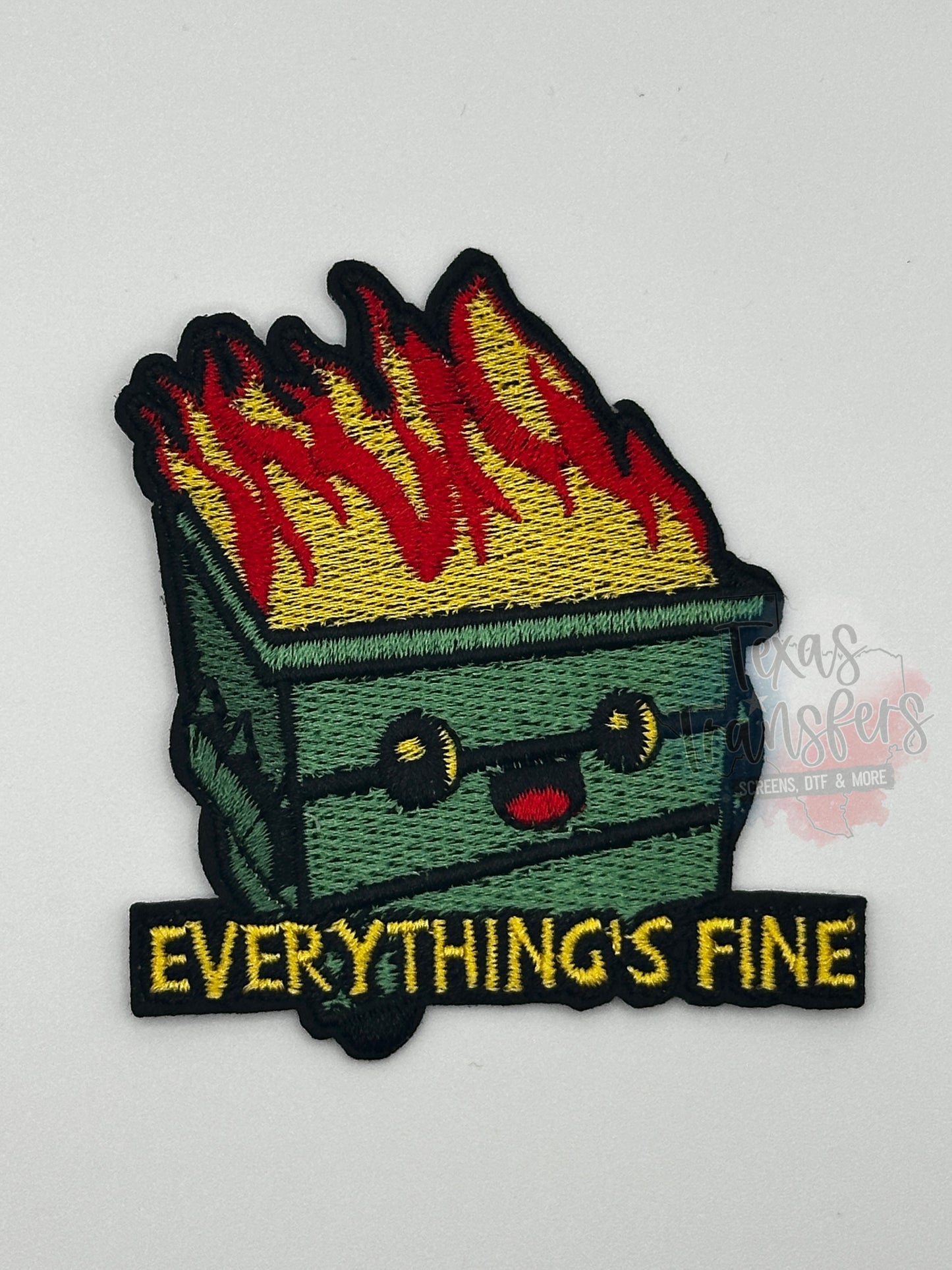 Dumpster Fire Iron-On PATCH - Texas Transfers and Designs
