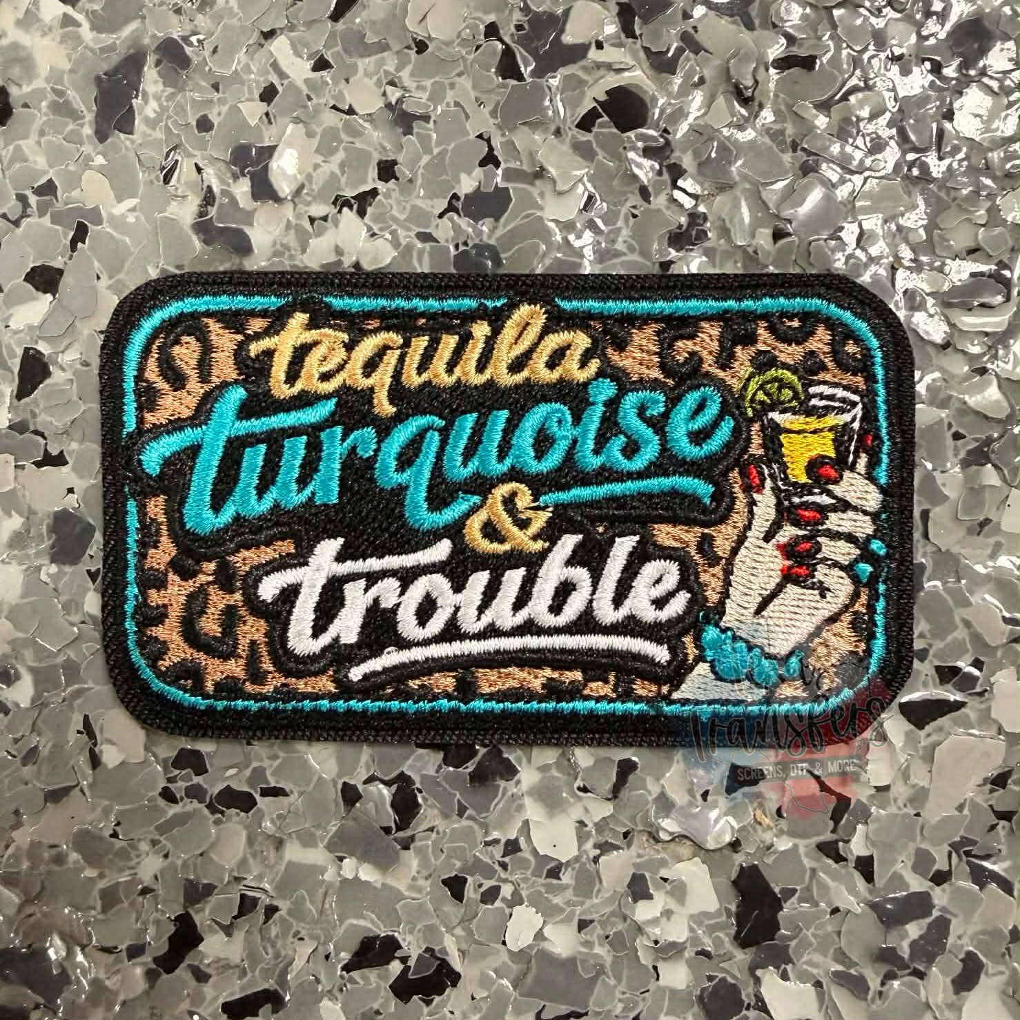 Tequila, Turquoise, & Tequila Iron-On Patch - Texas Transfers and Designs