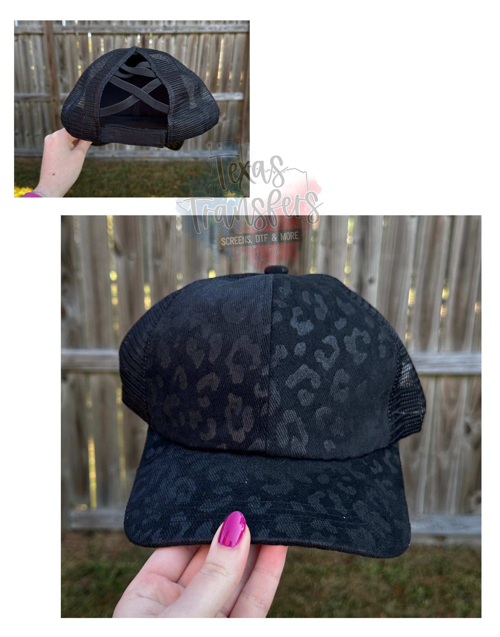 Criss Cross Blank Ponytail Hat - Texas Transfers and Designs