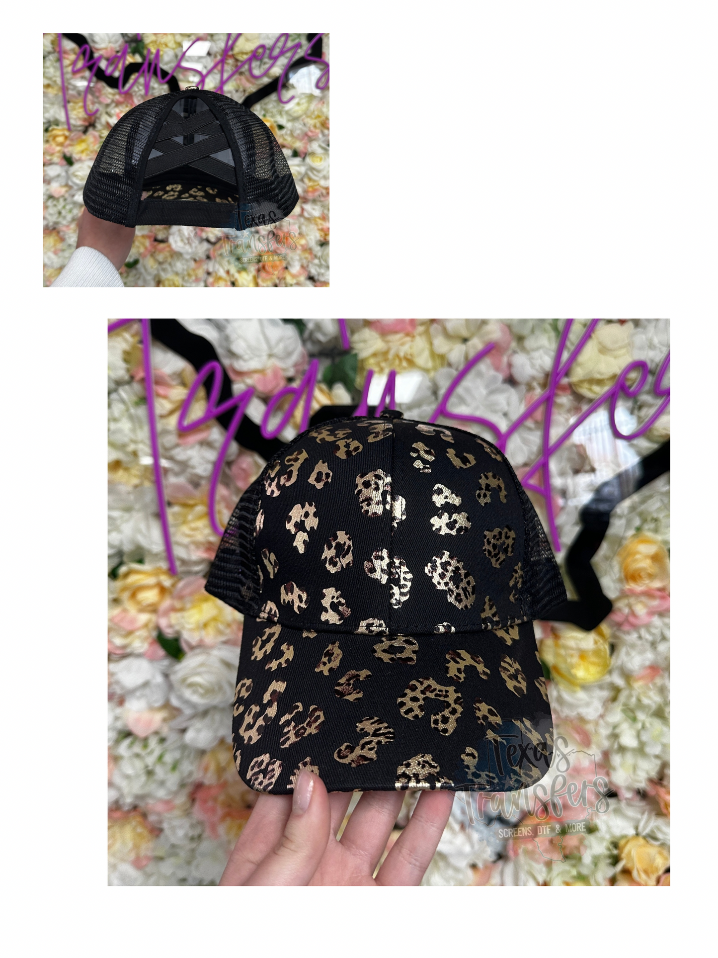 Criss Cross Blank Ponytail Hat - Texas Transfers and Designs