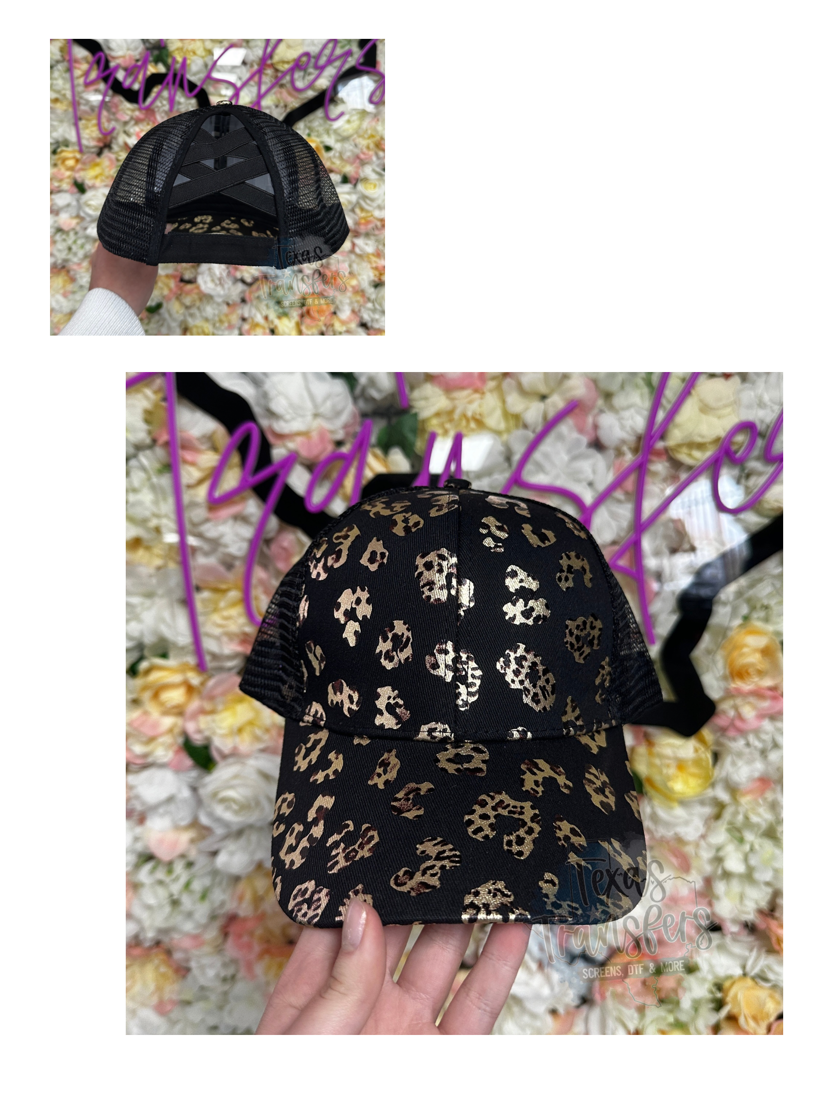 Criss Cross Blank Ponytail Hat - Texas Transfers and Designs