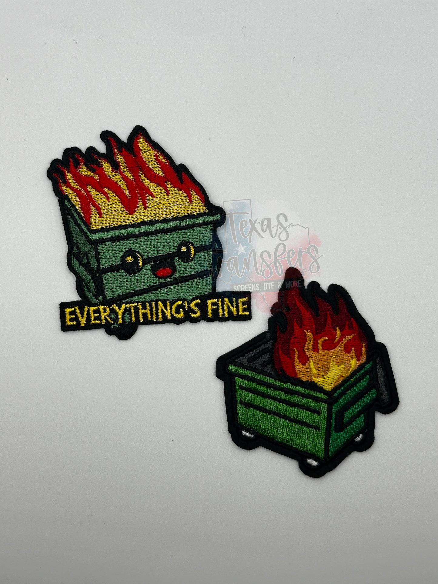 Dumpster Fire Iron-On PATCH - Texas Transfers and Designs