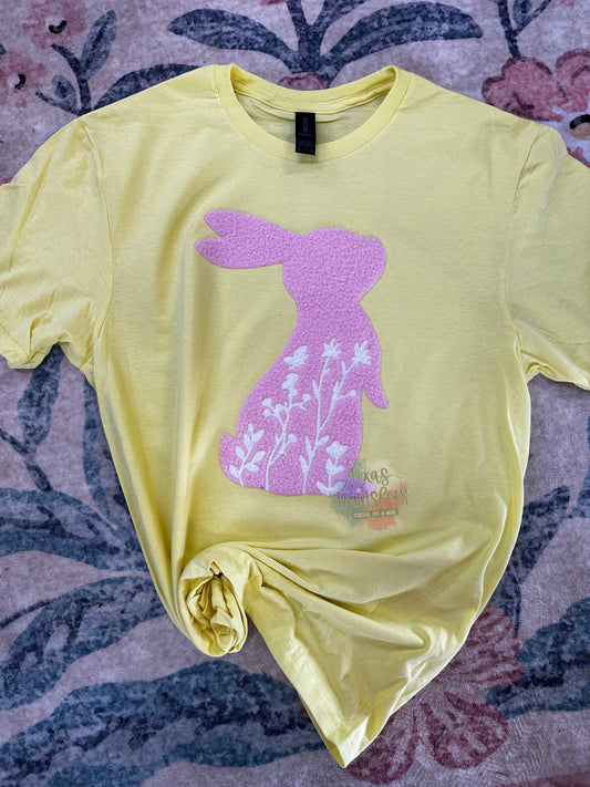 Floral Bunny Fluffy Fuzzy XL Iron-On Patch